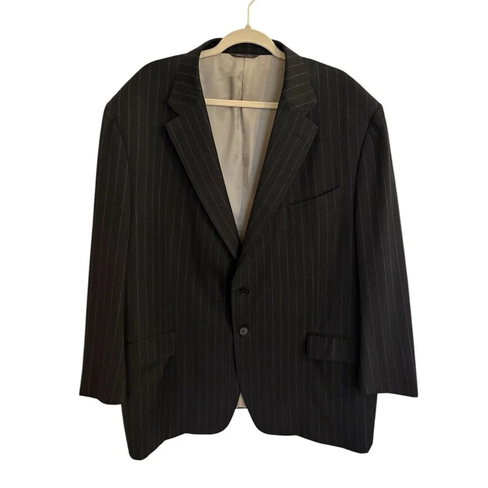TRUSSINI Charcoal Gray Pinstripe Suit Jacket Blazer Men's Size 54 US IWS Wool